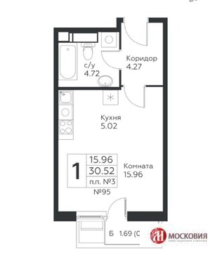 Москва, 1-но комнатная квартира, Проектируемый проезд 7032 д.1, 3800000 руб.