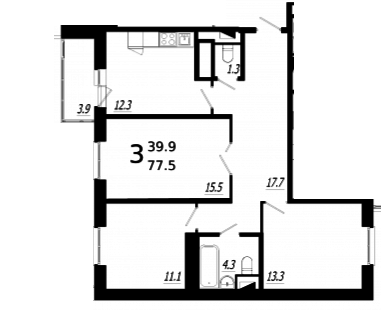 Мытищи, 3-х комнатная квартира, ул. Колпакова д.44 корп.33, 6826396 руб.