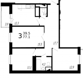 Мытищи, 3-х комнатная квартира, ул. Колпакова д.44 корп.33, 7552738 руб.
