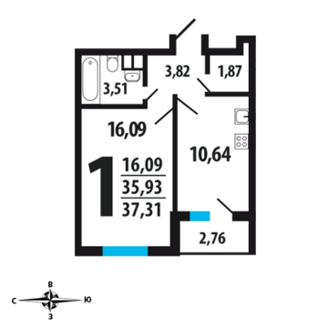 Москва, 1-но комнатная квартира, Нововатутинский пр. д., 3712345 руб.