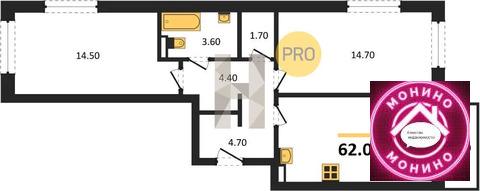 Москва, 2-х комнатная квартира, 25-26 км МКАД ул. д., 17640000 руб.