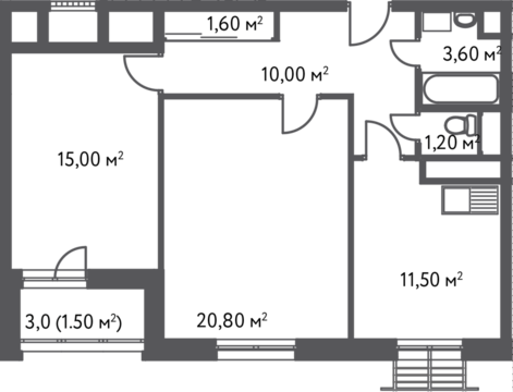 Москва, 2-х комнатная квартира, С.Ковалевской д.20, 12114160 руб.