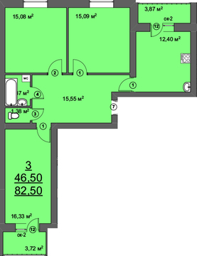 Томилино, 3-х комнатная квартира, ул. Колхозная д., 6517500 руб.