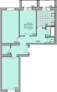 Томилино, 3-х комнатная квартира, ул. Колхозная д., 6311360 руб.