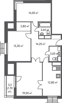 Москва, 3-х комнатная квартира, ул. Софьи Ковалевской д.20, 13681260 руб.