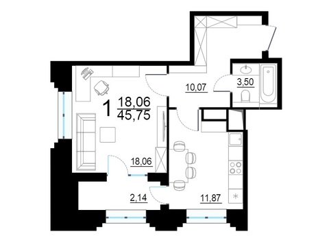 Москва, 1-но комнатная квартира, ул. Берзарина д.28с3, 9456525 руб.