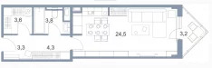 Голубое, 1-но комнатная квартира, Сургутский проезд д.1к3, 2850000 руб.