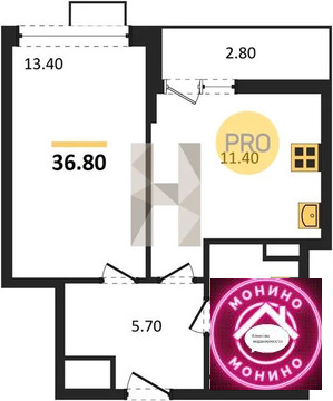 Столбово, 1-но комнатная квартира, Столбово дер. д.д. 5, 9732005 руб.