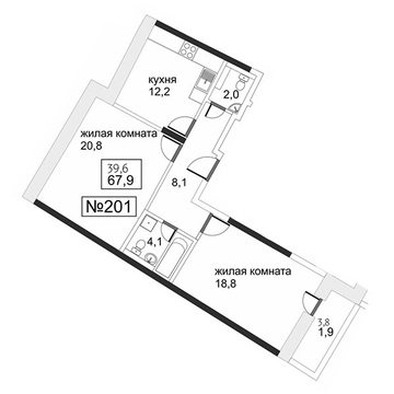 Троицк, 2-х комнатная квартира, ул. Промышленная д., 6388045 руб.