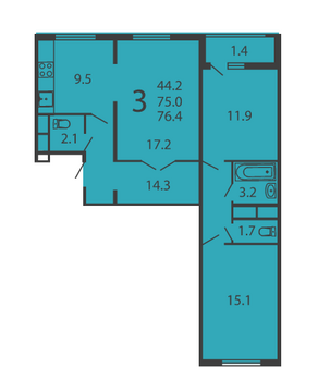 Москва, 3-х комнатная квартира, ул. Производственная д.6 корп.6, 7692410 руб.