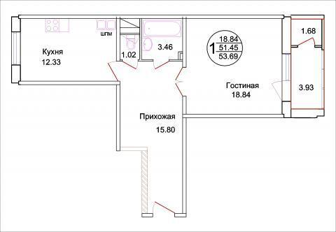 Домодедово, 1-но комнатная квартира, ул.Речная д.3, 3382000 руб.