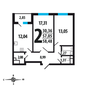 Москва, 2-х комнатная квартира, Нововатутинский пр. д., 5380160 руб.