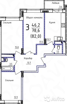 Подольск, 3-х комнатная квартира, объездная дорога д.2 д.2, 4995000 руб.