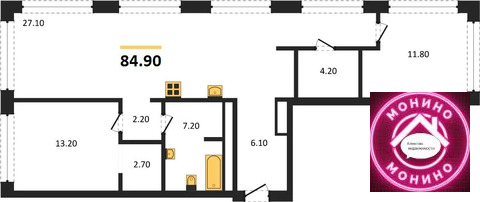Москва, 2-х комнатная квартира, ул. Дубининская д.д. 59, корпус 2, 61370000 руб.