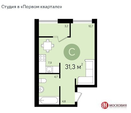 Видное, 1-но комнатная квартира, Жуковский проезд д.13, 2300000 руб.