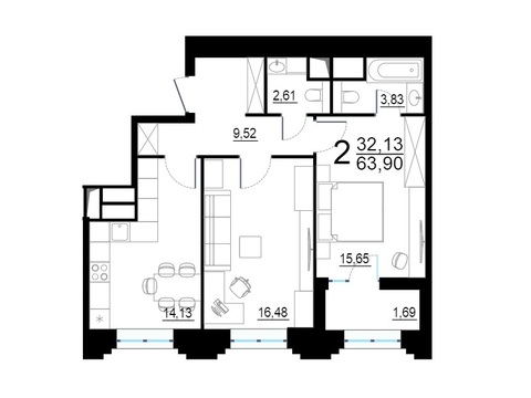 Москва, 2-х комнатная квартира, ул. Берзарина д.28, 13476510 руб.