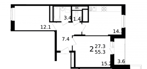 Мытищи, 2-х комнатная квартира, ул. Колпакова д.44 корп.32, 4517758 руб.