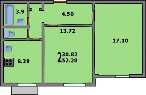 Москва, 2-х комнатная квартира, ул. Вилиса Лациса д.39, 8500000 руб.