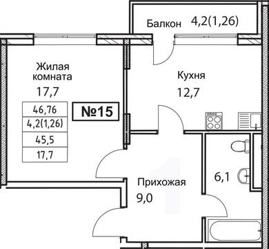 Троицк, 1-но комнатная квартира, ул. Промышленная д., 4093077 руб.