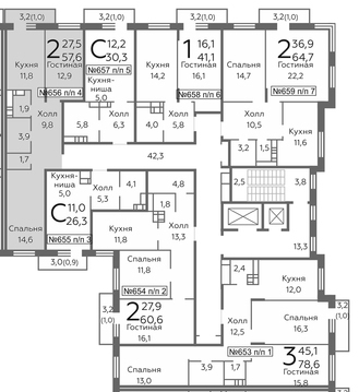 Видное, 2-х комнатная квартира, б-р Зеленые Аллеи д., 4127414 руб.
