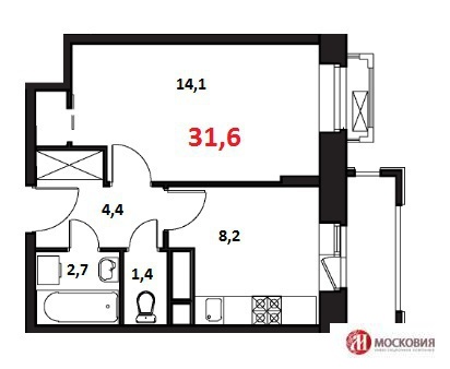 Видное, 1-но комнатная квартира, Расторгуевское шоссе д.2 к2, 2824661 руб.