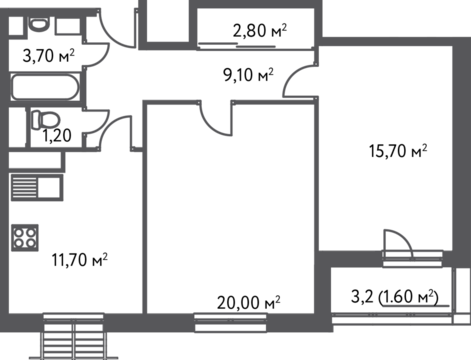 Москва, 2-х комнатная квартира, С.Ковалевской д.20, 10251640 руб.