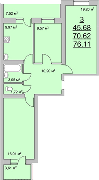Томилино, 3-х комнатная квартира, ул. Колхозная д., 5441865 руб.
