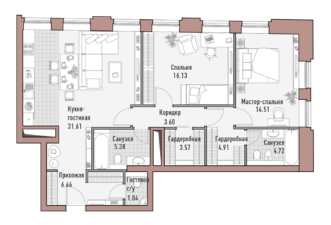 Москва, 2-х комнатная квартира, ул. Новослободская д.24, 46700000 руб.