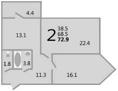 Щапово, 2-х комнатная квартира,  д.59, 5099000 руб.