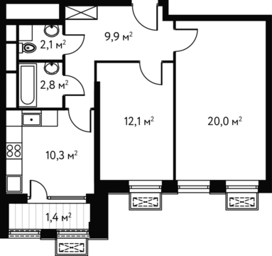 Москва, 2-х комнатная квартира, ул. Абрамцевская д.10, 9669000 руб.