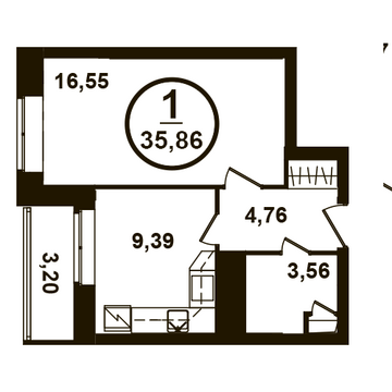 Москва, 1-но комнатная квартира, ул. Петра Алексеева д.12а корп.3, 5382586 руб.