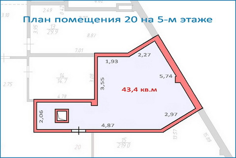 Помещение свободного назначения 43,4 кв.м в новом ТЦ, 6 км от МКАД, 2864000 руб.