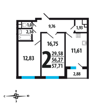 Москва, 2-х комнатная квартира, Нововатутинский пр. д., 5251610 руб.