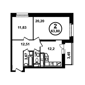 Москва, 2-х комнатная квартира, ул. Петра Алексеева д.12а корп.2, 10103528 руб.