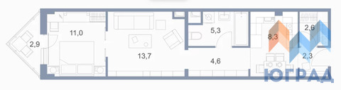 Голубое, 2-х комнатная квартира, Сургутский проезд д.1к3, 3125000 руб.