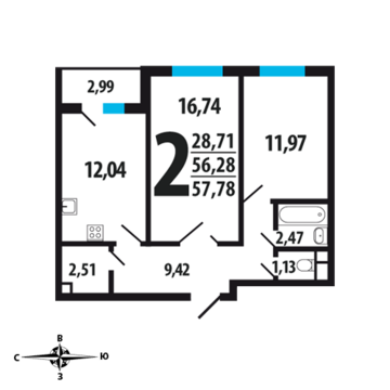 Москва, 2-х комнатная квартира, Нововатутинский пр. д., 5142420 руб.