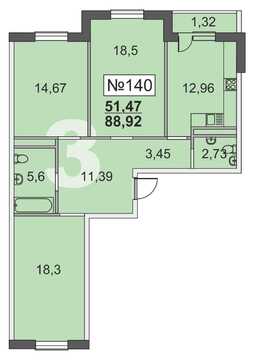 Троицк, 3-х комнатная квартира, ул. Промышленная д., 6887244 руб.