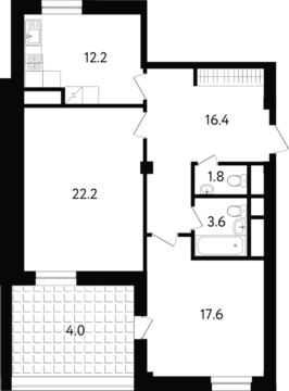 Москва, 2-х комнатная квартира, ул. Усиевича д.вл. 10б, 20228000 руб.