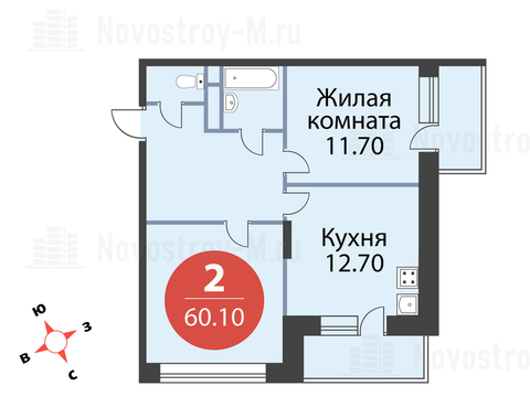 Павловская Слобода, 2-х комнатная квартира, ул. Красная д.д. 9, корп. 69, 6358580 руб.