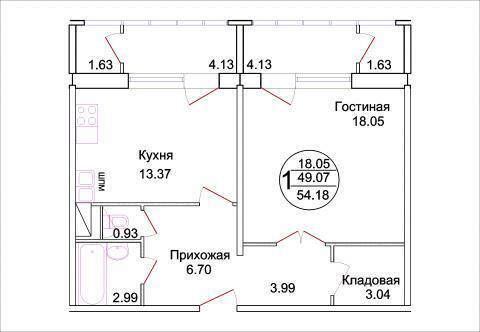 Домодедово, 1-но комнатная квартира, ул.Речная д.3, 3359000 руб.