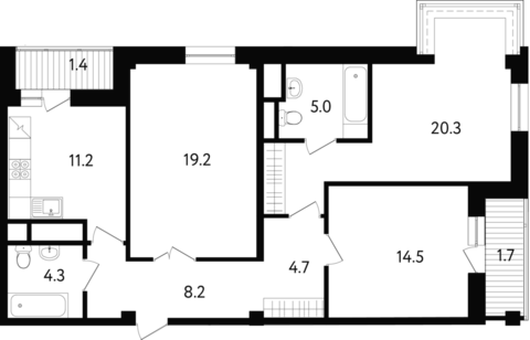 Москва, 3-х комнатная квартира, ул. Усиевича д.вл. 10б, 24314047 руб.