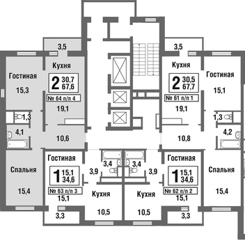 Балашиха, 2-х комнатная квартира, микрорайон Павлино д., 4603627 руб.