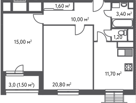 Москва, 2-х комнатная квартира, ул. Софьи Ковалевской д.20, 10027760 руб.