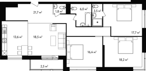 Москва, 4-х комнатная квартира, Ленинский пр-кт. д.154, корп.2, 35062477 руб.