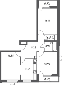 Москва, 3-х комнатная квартира, Ф.Полетаева д.15А, 11781539 руб.