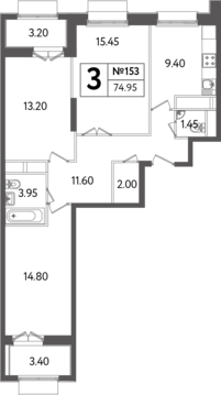 Москва, 3-х комнатная квартира, Яна Райниса б-р. д.вл.4, корп.3, 14615250 руб.