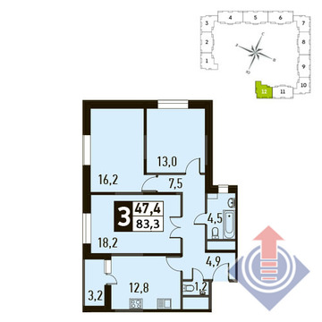 Путилково, 3-х комнатная квартира,  д., 7391142 руб.