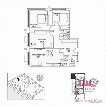 3-комнатная квартира, 96 кв.м., в ЖК "Сердце столицы" 3-комнатная квартира, 96 кв.м., в ЖК "Сердце столицы"