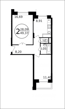 Пушкино, 2-х комнатная квартира, Просвещения д.13 корп.9, 3242930 руб.