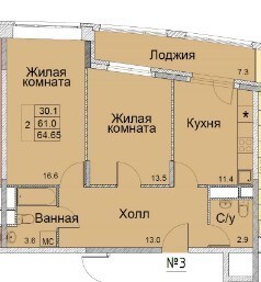 Королев, 2-х комнатная квартира, совесткая д.47, 3814350 руб.